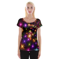 Star Colorful Christmas Abstract Cap Sleeve Top