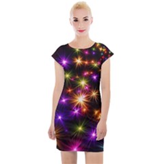 Star Colorful Christmas Abstract Cap Sleeve Bodycon Dress
