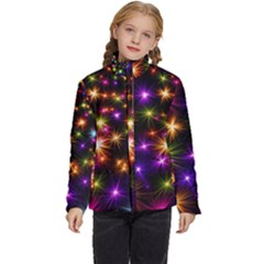Star Colorful Christmas Abstract Kids  Puffer Bubble Jacket Coat by Dutashop