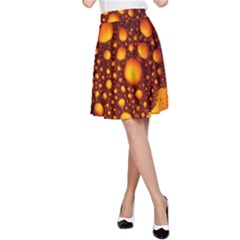 Bubbles Abstract Art Gold Golden A-line Skirt