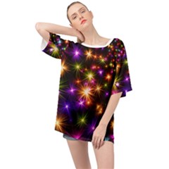 Star Colorful Christmas Abstract Oversized Chiffon Top