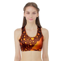 Bubbles Abstract Art Gold Golden Sports Bra With Border by Dutashop