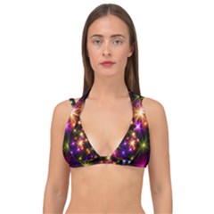 Star Colorful Christmas Abstract Double Strap Halter Bikini Top by Dutashop