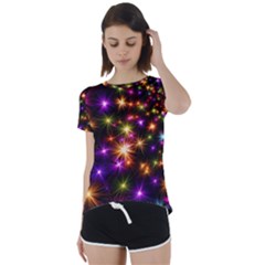 Star Colorful Christmas Abstract Short Sleeve Open Back T-shirt