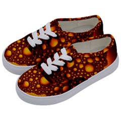 Bubbles Abstract Art Gold Golden Kids  Classic Low Top Sneakers