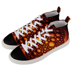 Bubbles Abstract Art Gold Golden Men s Mid-top Canvas Sneakers by Dutashop