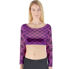 Pattern Texture Geometric Patterns Purple Long Sleeve Crop Top by Dutashop