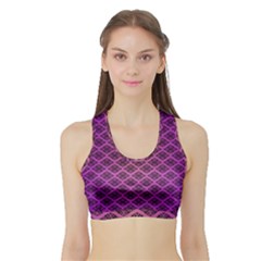 Pattern Texture Geometric Patterns Purple Sports Bra With Border