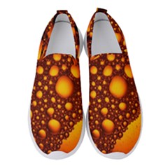 Bubbles Abstract Art Gold Golden Women s Slip On Sneakers