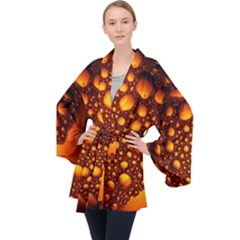 Bubbles Abstract Art Gold Golden Long Sleeve Velvet Kimono 