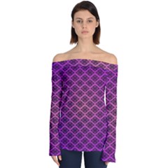 Pattern Texture Geometric Patterns Purple Off Shoulder Long Sleeve Top by Dutashop