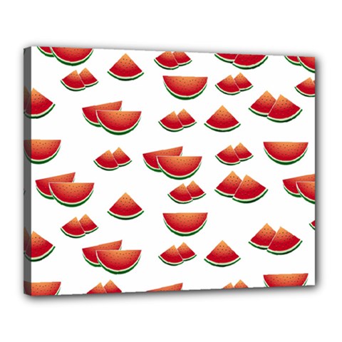 Summer Watermelon Pattern Canvas 20  X 16  (stretched)