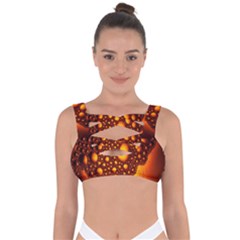 Bubbles Abstract Art Gold Golden Bandaged Up Bikini Top