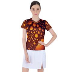 Bubbles Abstract Art Gold Golden Women s Sports Top by Dutashop