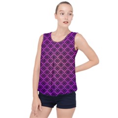 Pattern Texture Geometric Patterns Purple Bubble Hem Chiffon Tank Top