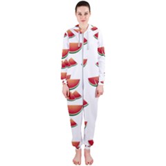 Summer Watermelon Pattern Hooded Jumpsuit (ladies)