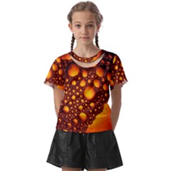 Bubbles Abstract Art Gold Golden Kids  Front Cut T-shirt