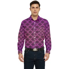 Pattern Texture Geometric Patterns Purple Men s Long Sleeve Pocket Shirt  by Dutashop