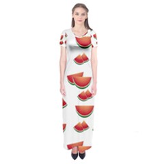 Summer Watermelon Pattern Short Sleeve Maxi Dress