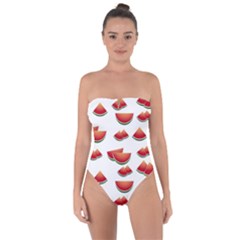 Summer Watermelon Pattern Tie Back One Piece Swimsuit