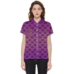 Pattern Texture Geometric Patterns Purple Short Sleeve Pocket Shirt by Dutashop