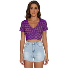 Pattern Texture Geometric Patterns Purple V-neck Crop Top by Dutashop