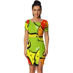 Fruit Food Wallpaper Fitted Knot Split End Bodycon Dress