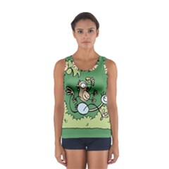 Ostrich Jungle Monkey Plants Sport Tank Top  by Bajindul