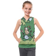 Ostrich Jungle Monkey Plants Kids  Sleeveless Hoodie