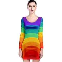 Rainbow Background Colorful Long Sleeve Bodycon Dress by Bajindul