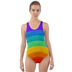 Rainbow Background Colorful Cut-out Back One Piece Swimsuit