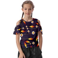 Flower Buds Floral Background Kids  Butterfly Cutout T-shirt