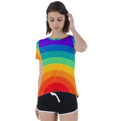 Rainbow Background Colorful Short Sleeve Open Back T-shirt