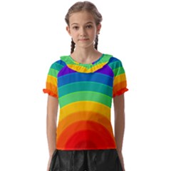 Rainbow Background Colorful Kids  Frill Chiffon Blouse