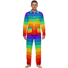 Rainbow Background Colorful Men s Long Sleeve Velvet Pocket Pajamas Set