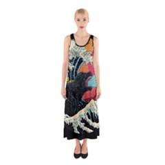 Retro Wave Kaiju Godzilla Japanese Pop Art Style Sleeveless Maxi Dress by Modalart