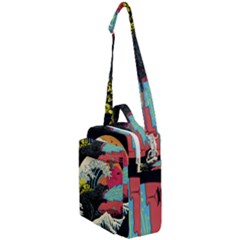 Retro Wave Kaiju Godzilla Japanese Pop Art Style Crossbody Day Bag