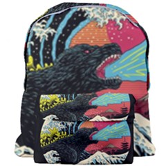Retro Wave Kaiju Godzilla Japanese Pop Art Style Giant Full Print Backpack by Modalart