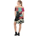 Retro Wave Kaiju Godzilla Japanese Pop Art Style Off Shoulder Chiffon Dress View2