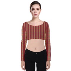 Pattern Background Red Stripes Velvet Long Sleeve Crop Top by Amaryn4rt