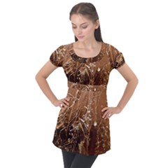 Ice Iced Structure Frozen Frost Puff Sleeve Tunic Top