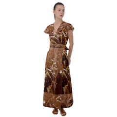 Stainless Structure Collection Flutter Sleeve Maxi Dress