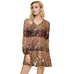 Stainless Structure Collection Tiered Long Sleeve Mini Dress