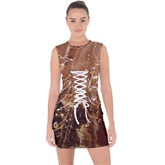 Ice Iced Structure Frozen Frost Lace Up Front Bodycon Dress