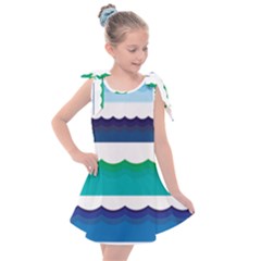 Water Border Water Waves Ocean Sea Kids  Tie Up Tunic Dress by Amaryn4rt