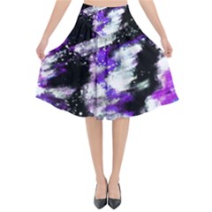 Abstract Canvas Acrylic Digital Design Flared Midi Skirt by Amaryn4rt