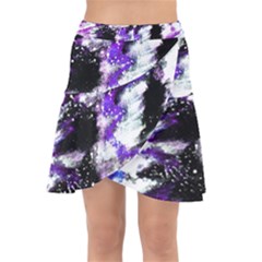 Abstract Canvas Acrylic Digital Design Wrap Front Skirt by Amaryn4rt