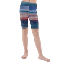 Background Horizontal Lines Kids  Mid Length Swim Shorts by Amaryn4rt