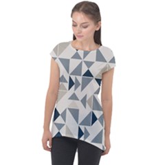 Geometric Triangle Modern Mosaic Cap Sleeve High Low Top by Amaryn4rt