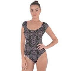 Line Geometry Pattern Geometric Short Sleeve Leotard 